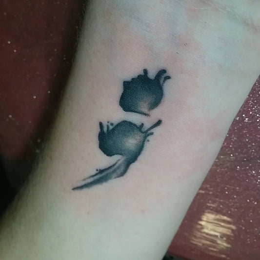 Small Watercolor Semicolon Heart on Women Wrist Tattoo by @houstoninksociety