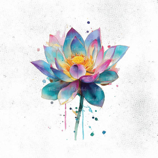 watercolor lotus flower tattoo idea design drawing stencil png