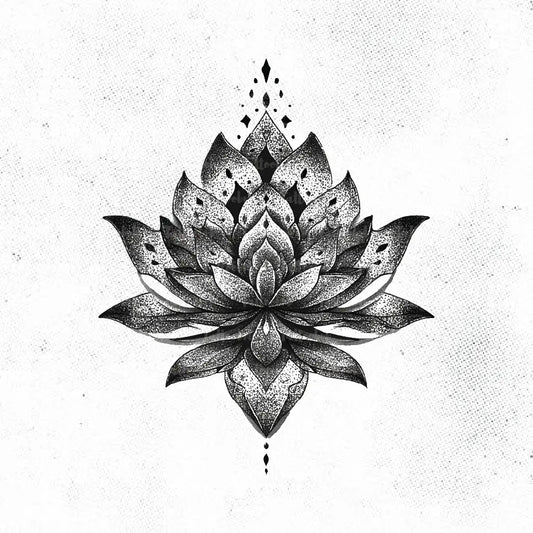 black and grey lotus flower tattoo idea design drawing stencil png