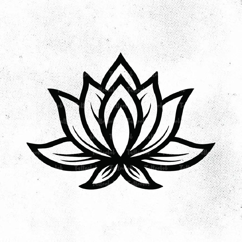simple small minimal lotus flower tattoo idea design drawing stencil png