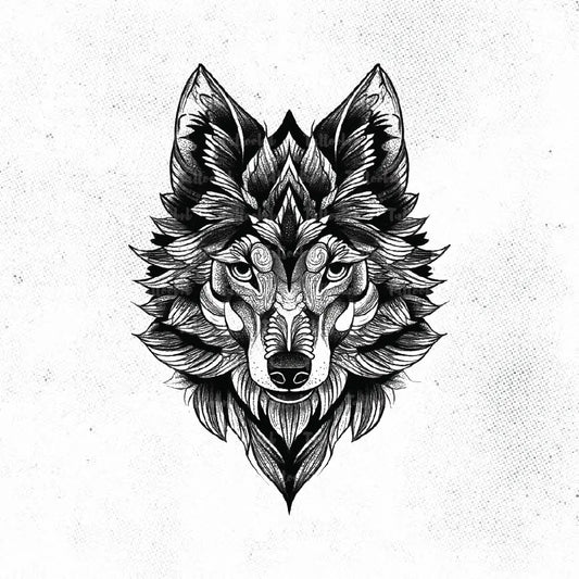 blackwork wolf tattoo idea design drawing stencil png