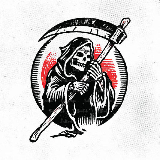 traditional grim reaper tattoo idea design drawing stencil png