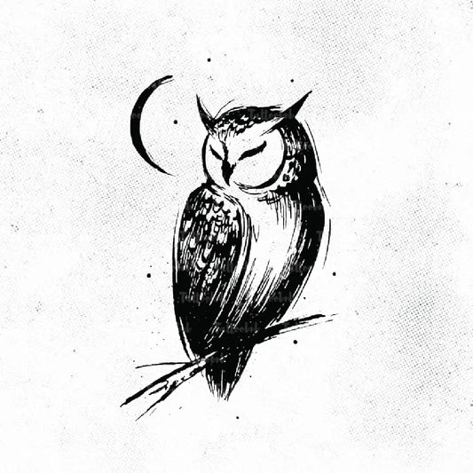 simple night owl tattoo idea design drawing stencil png