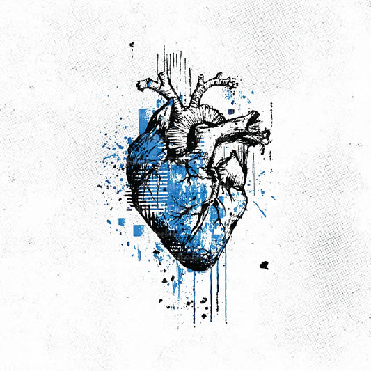 trash polka blue anatomical heart tattoo idea design drawing stencil png
