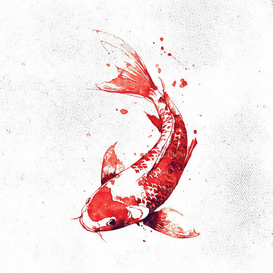 realistic red koi fish tattoo idea design drawing stencil png