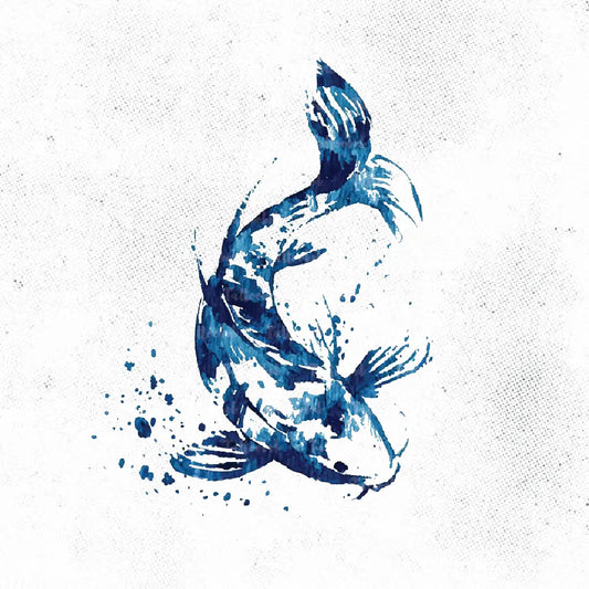 blue watercolor koi fish tattoo idea design drawing stencil png