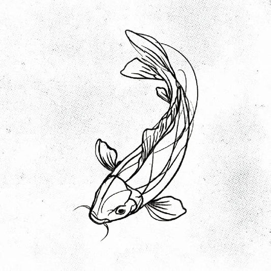 simple koi fish fine line tattoo idea design drawing stencil png