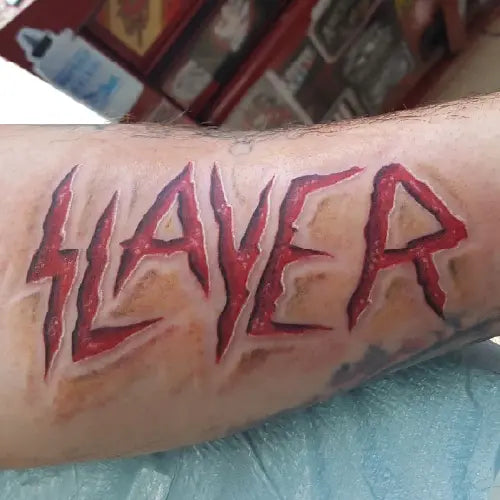 red slayer horror font tattoo