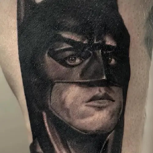realistic batman portrait tattoo