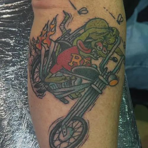 rat fink choper bike tattoo