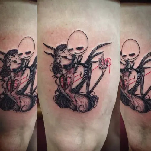 Jack and Sally Nightmare before Christmas tattoo