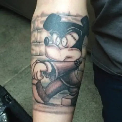 old school Mickey Mouse arm tattoo