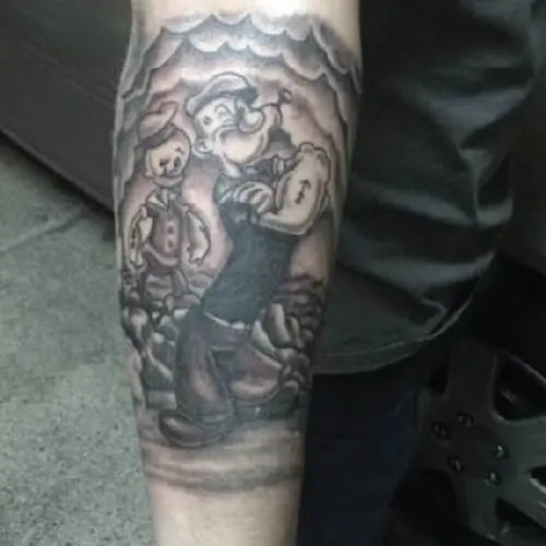 Popeye sailor black and grey tattoo