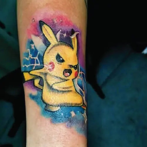 angry Pokemon Pikachu tattoo