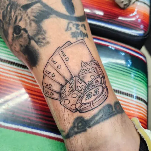 gambling outline poker cards dices casino chip tattoo