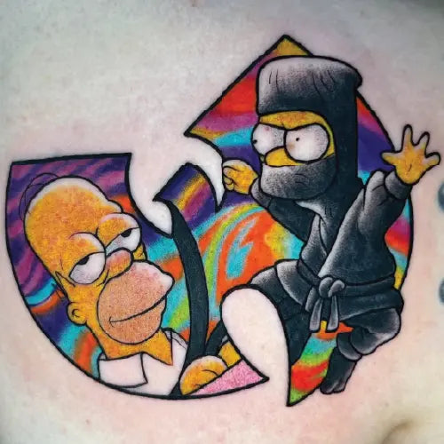 colorful Wutang Simpsons tattoo