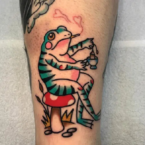 traditional smoking frog tattoo