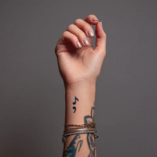 music semicolon wrist temporary tattoo idea design