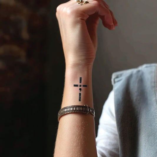 semicolon cross wrist temporary tattoo idea design