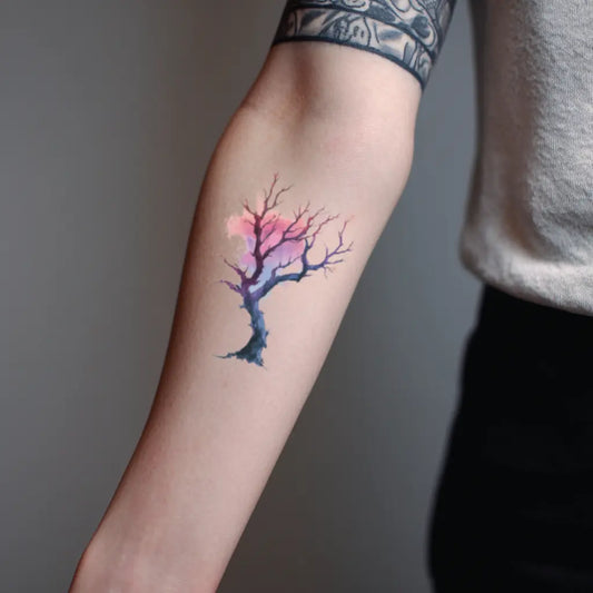 watercolor poison tree forearm temporary tattoo idea design