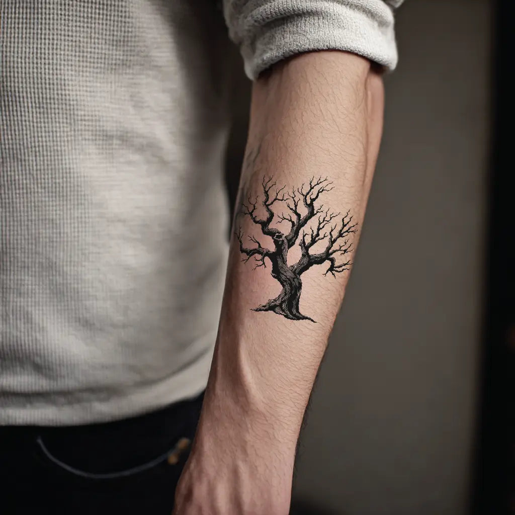 poison oak tree forearm temporary tattoo idea design