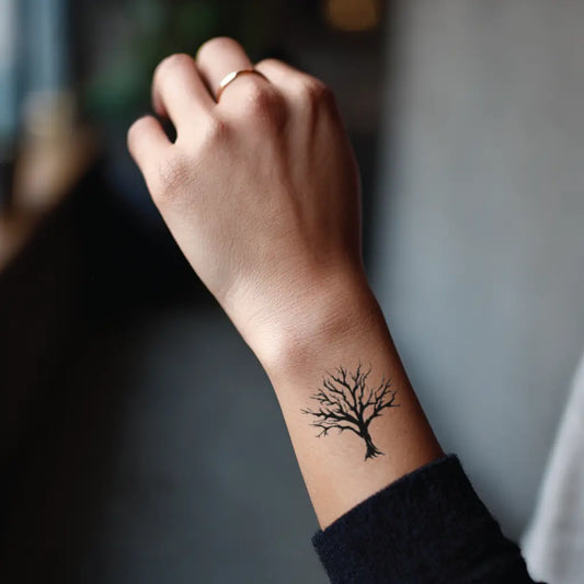 simple poison tree wrist temporary tattoo idea design