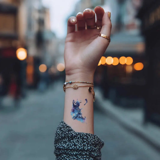 watercolor wolf wrist temporary tattoo idea design
