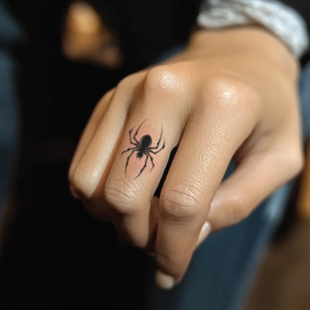 simple minimalist spider finger temporary tattoo idea design