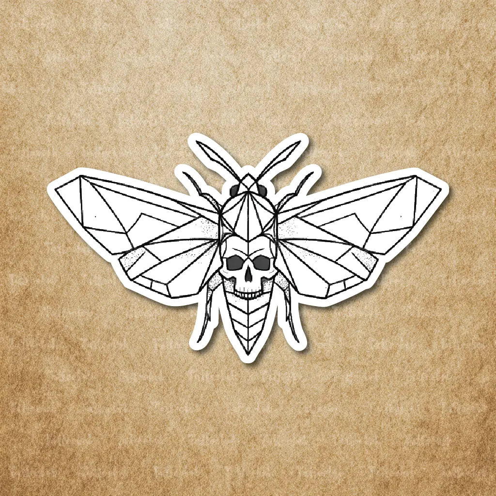 geometric death moth temporary tattoo sticker idea design