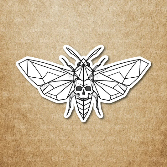 geometric death moth temporary tattoo sticker idea design