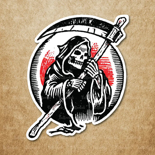 traditional grim reaper temporary tattoo sticker idea design