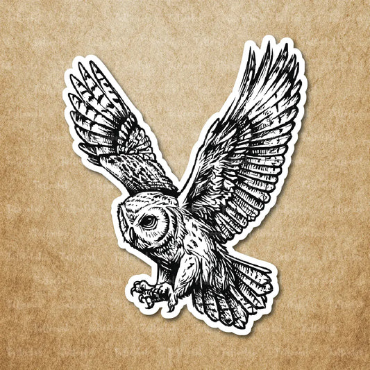 flying owl temporary tattoo sticker idea design