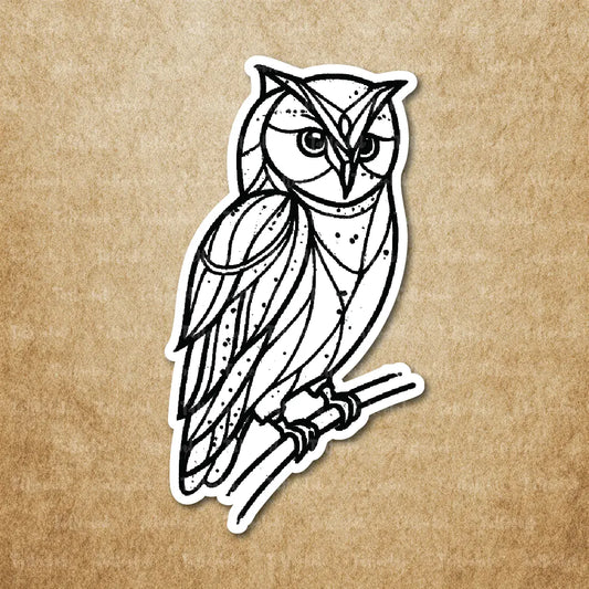geometric owl temporary tattoo sticker idea design