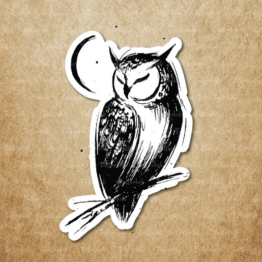 simple night owl temporary tattoo sticker idea design