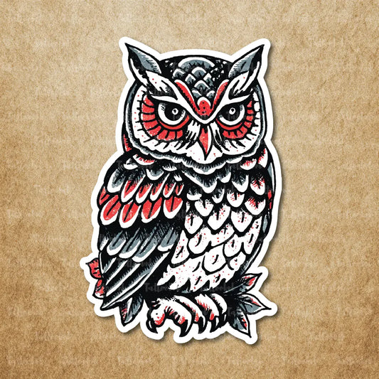 american traditional owl temporary tattoo sticker idea design