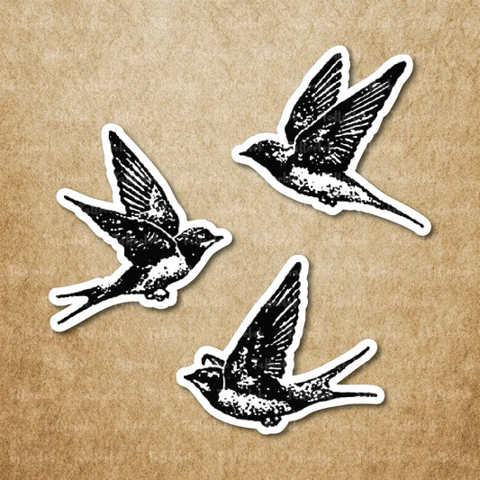 3 flying birds temporary tattoo sticker idea design