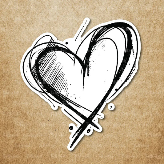 sketchy heart temporary tattoo sticker idea design