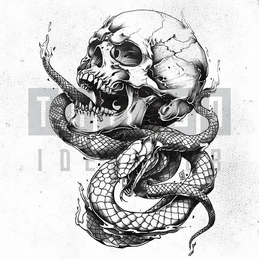skull snake tattoo idea design stencil png