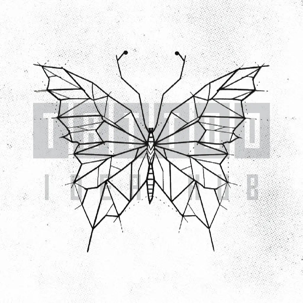 geometric butterfly tattoo idea design stencil png