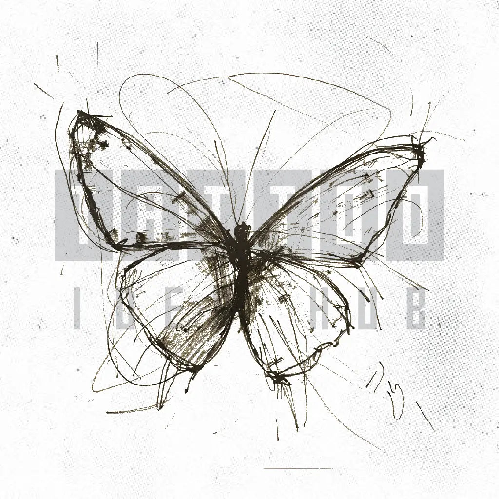 butterfly sketch tattoo idea design stencil png
