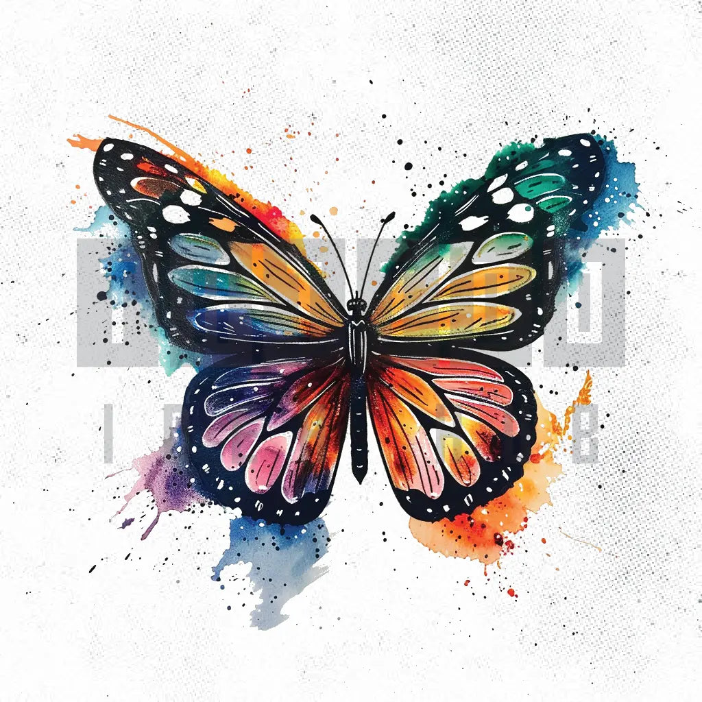 colorful butterfly tattoo idea design stencil png