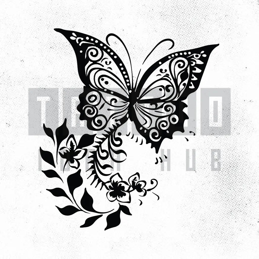 henna style butterfly tattoo idea design stencil png