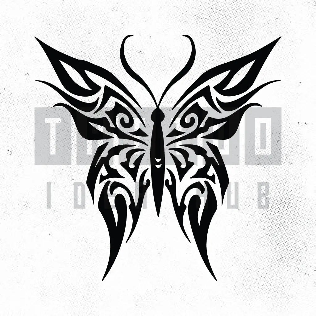 tribal butterfly tattoo idea design stencil png