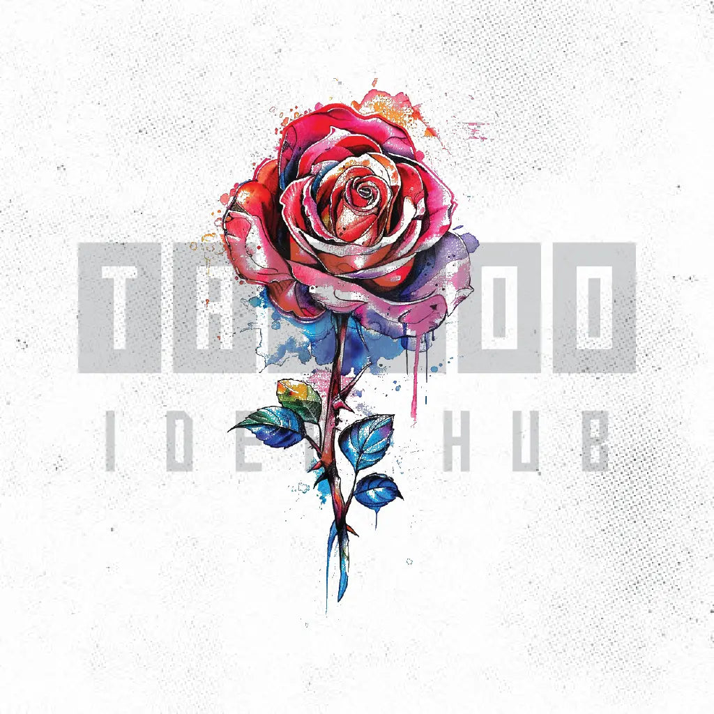 watercolor rose tattoo idea design stencil png