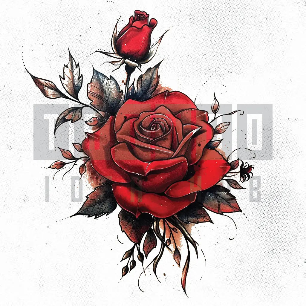 red rose tattoo idea design stencil png