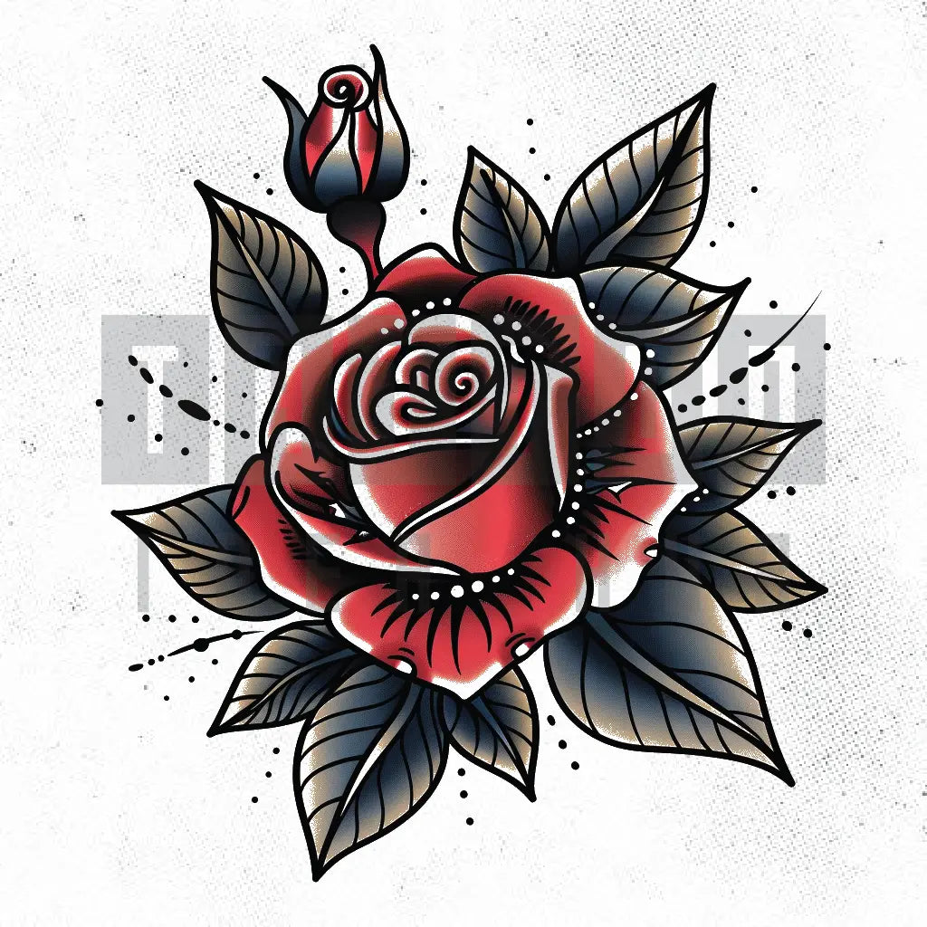 traditional rose tattoo idea design stencil png