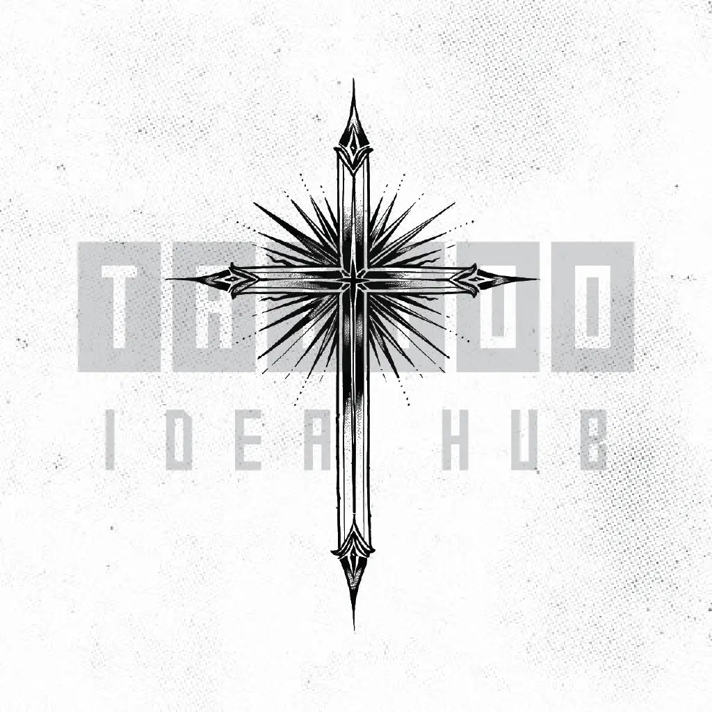 religious cross tattoo idea design stencil png