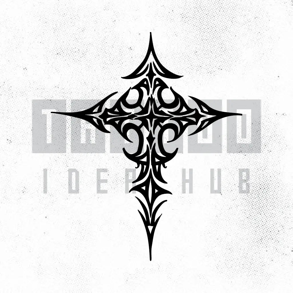 tribal cross tattoo idea design stencil png