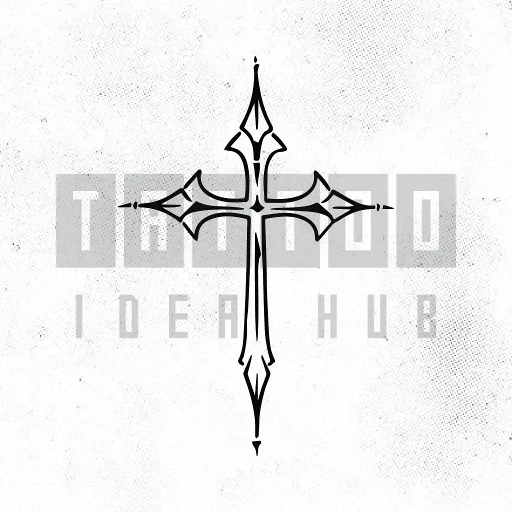 Simple Cross Outline Tattoo