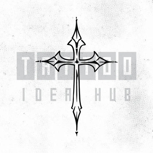 simple cross tattoo idea design stencil png
